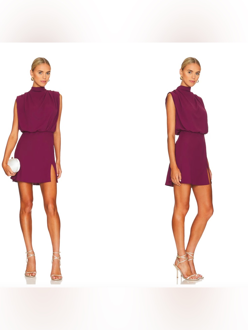 Amanda Uprichard Plum Red High-Neck Mini Dress Revolve